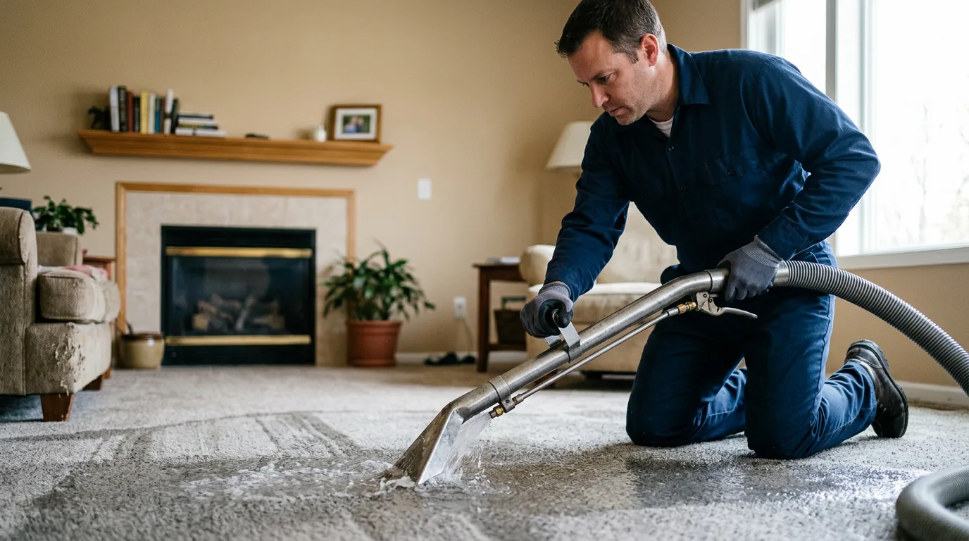 Water damage restoration technician working near Calumet City, IL
